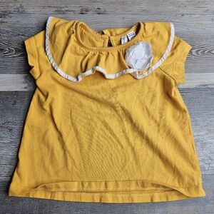 Janie And Jack Girls 18-24 Month Mustard Yellow Shirt With White Flower